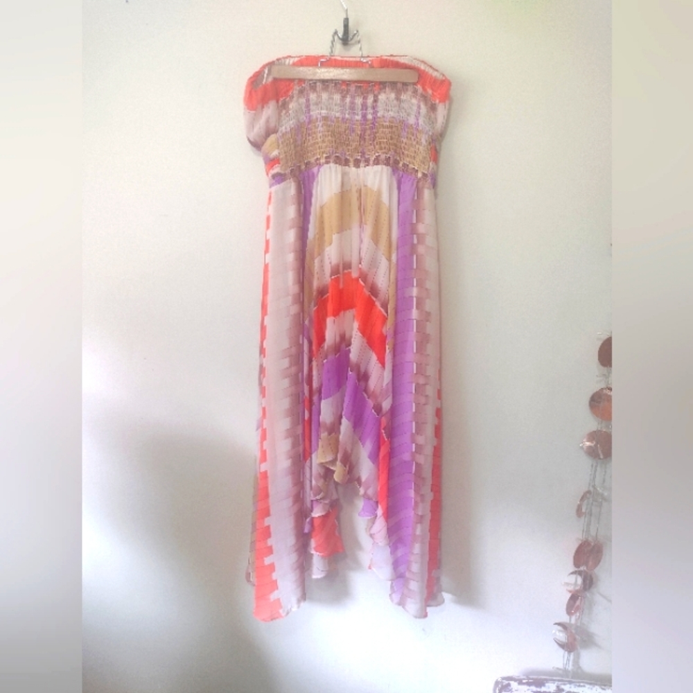 Beautiful GUESS Flowy Orange White Purple Dress M L - Picture 6 of 9